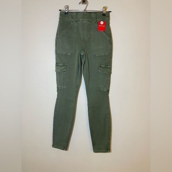 SPANX size Small S/P Stretch Twill Ankle Cargo Pant Soft Sage Olive $128 NWT NEW - Picture 7 of 15